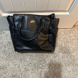 freshly picked Black Leather Tote Bag
